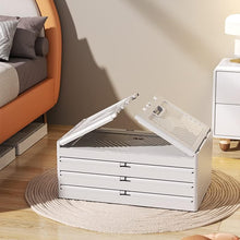 Lade das Bild in den Galerie-Viewer, Faltbare Aufbewahrungsbox mit Deckel,Aufbewahrungsregal mit boxen,Stapelboxen,Kunststoffbox 32l mit Türen,50x32x28cm (Eine Schicht)