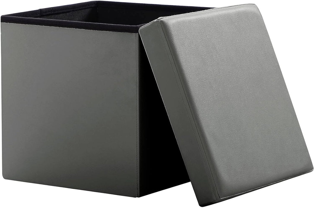Sitzhocker ,Stauraum Fußhocker, Aufbewahrungsbox faltbar belastbar bis 300 kg, 38 x 38 x 38 cm,Aus MDF-Platte und Kunstleder.