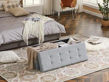 Lade das Bild in den Galerie-Viewer, Sitzbank mit Stauraum,Sitzhocker, Aufbewahrungsbox,faltbar,max.Belastbarkeit300kg,120 L,114x38x38cm,MDF-Platte und Leinenimitat.