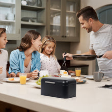 Lade das Bild in den Galerie-Viewer, Brotkasten aus Metall, Brot Lange Aufbewahren, Retro Brot Box, Brotaufbewahrungsbox mit Deckel(Schwarz-30cm)