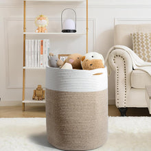 Lade das Bild in den Galerie-Viewer, Geflochtener Baumwollkorb 45L (H45cm, Ø38cm), Aufbewahrungskorb für Spielzeug