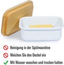 Lade das Bild in den Galerie-Viewer, Butterdose mit Holzdeckel, Butterglocke für 250 g Butter, Multi-Funktion Butter Dish, Bambusdeckel (Weiß + Bambus)