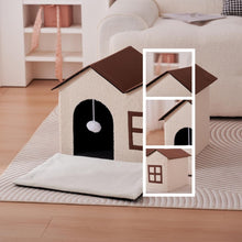 Lade das Bild in den Galerie-Viewer, katzenhaus für draußen,katzenhöhle warm,katzenhöhle XXL,katzenhaus isoliert,katzenhütte mit Spielball,katzenmöbel (Beige und Braun, 41x58x40cm H)