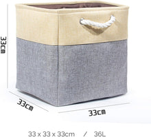 Lade das Bild in den Galerie-Viewer, Baumwolle Faltbare Aufbewahrungskörbe,Aufbewahrungsbox mit Griffen,Körbe Aufbewahrung,aufbewahrungswürfel für Regal,Kleidung (33x33x33 cm),4 Stück,ikea kallax boxen