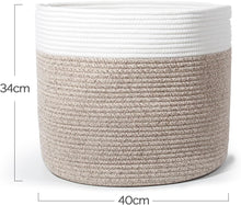 Lade das Bild in den Galerie-Viewer, D40*H34cm Wäschekorb aus Baumwolle mit Griffen(Braun)