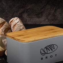 Lade das Bild in den Galerie-Viewer, Brotbox mit Deckel, Großer Knäckebrot Box aus Metall, Brotaufbewahrungsbox , Brot,Kekse Lange Aufbewahren und Trocken Halten( Grau-30cm)