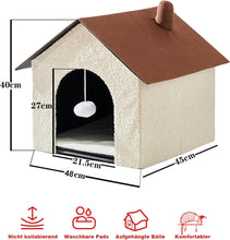 Lade das Bild in den Galerie-Viewer, Zedelmaier katzenhaus für draußen,katzenhöhle warm,katzenhöhle XXL,katzenhaus isoliert,katzenhütte mit Spielball,katzenmöbel (Beige und Braun, 45x48x40cm H)