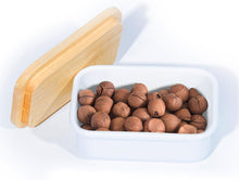 Lade das Bild in den Galerie-Viewer, Butterdose mit Holzdeckel, Butterglocke für 250 g Butter, Multi-Funktion Butter Dish, Bambusdeckel (Weiß + Bambus)