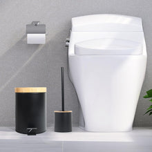 Lade das Bild in den Galerie-Viewer, Klobürste Holz, Toilettenbürste in Edelstahl, WC Bürsten & Halter, Badezimmer Set, Bürstengarnitur, Klobürstenhalter, Klobesen (Schwarz)