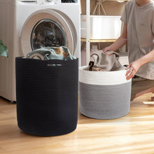 Lade das Bild in den Galerie-Viewer, Geflochtener Baumwollkorb 45L (H45cm, Ø38cm), Aufbewahrungskorb für Spielzeug