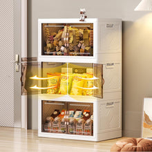 Lade das Bild in den Galerie-Viewer, Faltbare Aufbewahrungsbox mit Deckel,Aufbewahrungsregal mit boxen,Stapelboxen,Kunststoffbox 32l mit Türen,50x32x28cm (Eine Schicht)