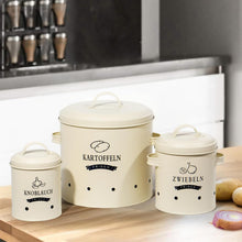 Lade das Bild in den Galerie-Viewer, Kartoffel Vorratsdosen Set, Kartoffeltopf im Retro Zwiebeltopf, Vorratsbehälter aus Metall, Kann Kartoffeln für eine Lange Zeit lagern(Set)
