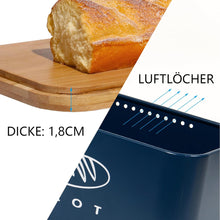 Lade das Bild in den Galerie-Viewer, Brotbox mit Deckel, Großer Knäckebrot Box aus Metall, Brotaufbewahrungsbox , Brot,Kekse Lange Aufbewahren und Trocken Halten(Dunkelblau-30cm)
