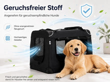 Lade das Bild in den Galerie-Viewer, Hundebox Faltbar Hundetransportbox, robust Transportbox für Hund & Katze Groß Hundetasche Auto Haustiertransportbox für Unterwegs & Zuhause Schwarz