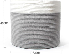 Lade das Bild in den Galerie-Viewer, D40*H34cm Wäschekorb aus Baumwolle mit Griffen (Grau)