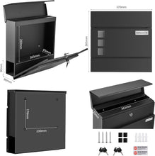 Lade das Bild in den Galerie-Viewer, Wandbriefkasten Postkasten briefkästen mit Zeitungsfach und Schloss 10,5 X 37 x 37 cm