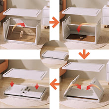 Lade das Bild in den Galerie-Viewer, Faltbare Aufbewahrungsbox mit Deckel,Aufbewahrungsregal mit boxen,Stapelboxen,Kunststoffbox 32l mit Türen,50x32x28cm (Eine Schicht)