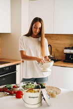 Lade das Bild in den Galerie-Viewer, Biomülleimer Küche 3,5 L , Bio Mülleimer Geruchsdicht mit Aktivkohlefiltern , Komposteimer Metall , Biomüll Retro(Beige)