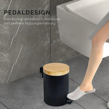 Lade das Bild in den Galerie-Viewer, Mülleimer Bad mit Holzdeckel, Kosmetikeimer mit Absenkautomatik (Soft Close), Badezimmer eimer, Abfalleimer Bad ( 3L)