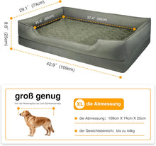 Lade das Bild in den Galerie-Viewer, Orthopädisches Hundebett für mittelgroße & grosse Hunde, dickes & waschbares Hundekissen, ergonomisches Hundebetten mit abnehmbarem Bezug, kratzfestes & wasserdichtes Hundekorb