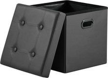 Lade das Bild in den Galerie-Viewer, Sitzhocker ,Stauraum Fußhocker, Aufbewahrungsbox faltbar belastbar bis 300 kg, 38 x 38 x 38 cm,Aus MDF-Platte und Kunstleder.