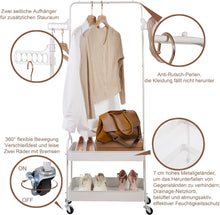 Lade das Bild in den Galerie-Viewer, Kleiderständer auf Rollen,Kleiderstange mit2Korbböden,2Kunststoffbügel,Geeignet für Schlafzimmer, Wohnzimmer, Flur zu Hause und das Büro