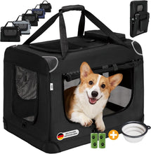 Lade das Bild in den Galerie-Viewer, Hundebox Faltbar Hundetransportbox, robust Transportbox für Hund & Katze Groß Hundetasche Auto Haustiertransportbox für Unterwegs & Zuhause Schwarz
