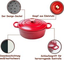 Lade das Bild in den Galerie-Viewer, Emaillierte Gusseisen Topf Brot Backen Ø 24 cm/22cm, Gusseisen-Bräter mit Deckel, Rund, Robuster gusseiserner Brottopf zum backen, blau, Für alle Herdarten und Induktion geeignet