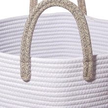 Lade das Bild in den Galerie-Viewer, Wäschekorb mit Henkel, Spielzeug Aufbewahrung, Aufbewahrungsbox Geflochten, Wäschesammler Groß, Aufbewahrungskorb Kinderzimmer (Braun&Weiß, D 38 x H 50 CM)