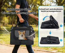 Lade das Bild in den Galerie-Viewer, Hundebox Faltbar Hundetransportbox, robust Transportbox für Hund & Katze Groß Hundetasche Auto Haustiertransportbox für Unterwegs & Zuhause Schwarz