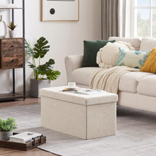 Lade das Bild in den Galerie-Viewer, Sitzwürfel mit Stauraum Samt Fußbank Truhen Aufbewahrungsbox faltbar belastbar bis 300 kg, Deckel abnehmbar,76 x 38 x 38 cm (Samt -Creme-76)