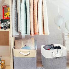 Lade das Bild in den Galerie-Viewer, Baumwolle Faltbare Aufbewahrungskörbe,Aufbewahrungsbox mit Griffen,Körbe Aufbewahrung,aufbewahrungswürfel für Regal,Kleidung (33x33x33 cm),4 Stück,ikea kallax boxen