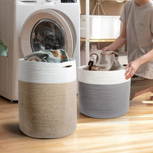Lade das Bild in den Galerie-Viewer, Geflochtener Baumwollkorb 45L (H45cm, Ø38cm), Aufbewahrungskorb für Spielzeug