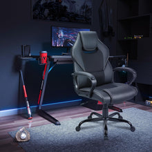 Lade das Bild in den Galerie-Viewer, Gaming Stuhl, Gaming Sessel, Ergonomischer mit Wippfunktion gepolsterter Rückenlehne höhenverstellbar Schreibtischstuhl (Schwarz)