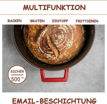 Lade das Bild in den Galerie-Viewer, Emaillierte Gusseisen Topf Brot Backen Ø 24 cm/22cm, Gusseisen-Bräter mit Deckel, Rund, Robuster gusseiserner Brottopf zum backen, blau, Für alle Herdarten und Induktion geeignet