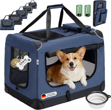 Lade das Bild in den Galerie-Viewer, Hundebox Faltbar Hundetransportbox, robust Transportbox für Hund & Katze Groß Hundetasche Auto Haustiertransportbox für Unterwegs & Zuhause Dunkelblau