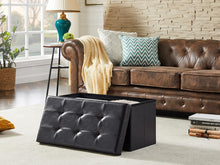 Lade das Bild in den Galerie-Viewer, Sitzbank, Sitzhocker, Fußhocker, Sitztruhe faltbar 76 x 38 cm(Kunstleder)