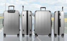 Lade das Bild in den Galerie-Viewer, Handgepäck Koffer Reisekoffer mit Rollen Trolley Handgepäck Trolley Rollkoffer Sicherheit Zahlenschloß Airline-kompatibel Handgepäck 4 Rollen(Silber)