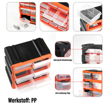 Lade das Bild in den Galerie-Viewer, Sortierbox Sortimentskasten Kleinteile Organizer mit Schubladen, geeignet für die Wandmontage, Kleinteilemagazin für die Werkstatt, Büro oder zu Hause (Orange)