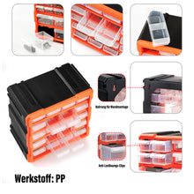 Lade das Bild in den Galerie-Viewer, Sortierbox Sortimentskasten Kleinteile Organizer mit Schubladen, geeignet für die Wandmontage, Kleinteilemagazin für die Werkstatt, Büro oder zu Hause (Orange)