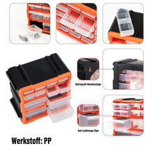 Lade das Bild in den Galerie-Viewer, Sortierbox Sortimentskasten Kleinteile Organizer mit Schubladen, geeignet für die Wandmontage, Kleinteilemagazin für die Werkstatt, Büro oder zu Hause (Orange)