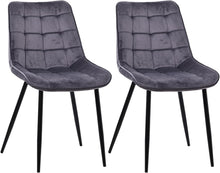 Lade das Bild in den Galerie-Viewer, Esszimmerstühle Stühle 2er Set Esstisch Stühle Küchenstühle Essstühle Esszimmer Stuhl Polsterstuhl mit Rückenlehne Metallbeine für Esszimmer Wohnzimmer Küche (Grau-Smat, Breit)