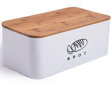 Lade das Bild in den Galerie-Viewer, Brotbox mit Deckel, Großer Knäckebrot Box aus Metall, Brotaufbewahrungsbox , Brot,Kekse Lange Aufbewahren und Trocken Halten(Weiß-42cm)