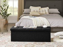 Lade das Bild in den Galerie-Viewer, Sitzbank mit Stauraum,Sitzhocker, Aufbewahrungsbox,faltbar,max.Belastbarkeit300kg,120 L,114x38x38cm,MDF-Platte und Leinenimitat.