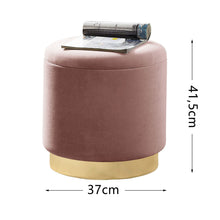 Lade das Bild in den Galerie-Viewer, Hocker Zylindrischer Samthocker mit Stauraum rund,37x37x41.5cm(Pink)