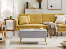 Lade das Bild in den Galerie-Viewer, Sitztruhe Sitzhocker Fußhocker mit Stauraum Deckel und Holzfüßen, 79,5 x 39,5 x 40 cm(Hellgrauer Samt)