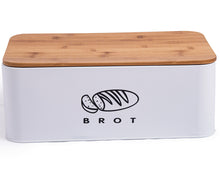 Lade das Bild in den Galerie-Viewer, Brotbox mit Deckel, Großer Knäckebrot Box aus Metall, Brotaufbewahrungsbox , Brot,Kekse Lange Aufbewahren und Trocken Halten(Weiß-42cm)