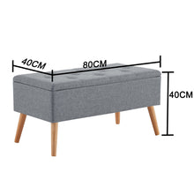 Lade das Bild in den Galerie-Viewer, Sitztruhe Sitzhocker Fußhocker mit Stauraum LeinenDeckel und Holzfüßen, 43L /Max. Tragfähigkeit 300kg 79,5 x 39,5 x 40 cm grau