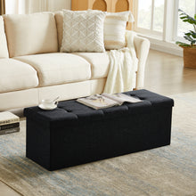 Lade das Bild in den Galerie-Viewer, Sitzbank mit Stauraum,Sitzhocker, Aufbewahrungsbox,faltbar,max.Belastbarkeit300kg,120 L,114x38x38cm,MDF-Platte und Leinenimitat.