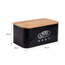 Lade das Bild in den Galerie-Viewer, Brotbox  mit Deckel, Großer Knäckebrot Box aus Metall, Brotaufbewahrungsbox , Brot,Kekse Lange Aufbewahren und Trocken Halten(Schwarz-30cm)